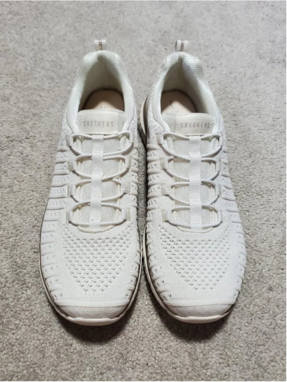 SKECHERS Virtue Slip-On Knit Sneakers Copper Dream Sz 8.5 Memory Foam Casual